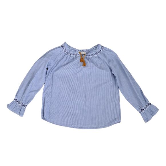 Peek Blue And White Stripe Embroidered Chambray Top Size 10 NWT - Picture 2 of 10